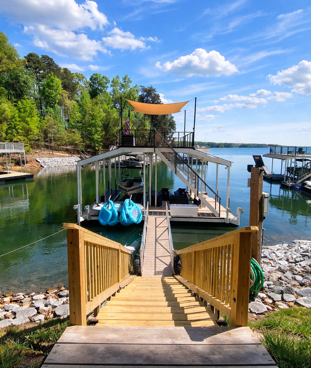 Custom Two Story Boat Dock on Lake Chatuge